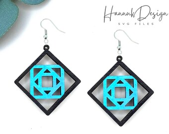 Square Pattern Earring svg Laser cut file for Glowforge, Acrylic Geometric Earrings Svg, Wood earring svg, Template Svg, Instant Download