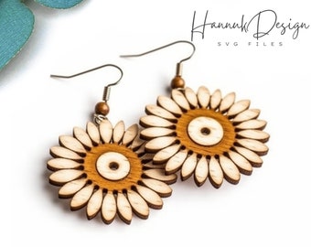 Lovely Marguerite Wood Earring Svg Laser Cut File Digital Download