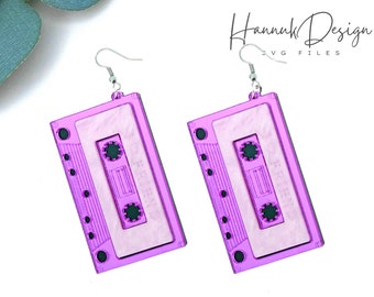 Сassette Tape Retro Earring Svg File Laser Cut File For Glowforge, Acrylic Wood Earring Template Svg, Vintage Earrings Svg, Instant Download