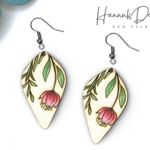 Tulip Flower Earring Svg Laser Cut and Engraving File For Glowforge, Wood Earring Template Svg, Earrings Svg, Instant Download
