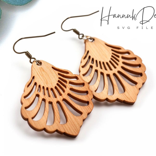 Ornate Seashell Shell Shape Earring Svg Laser Cut File or Glowforge, Cute Ocean Summer Vacation Wood Earring Svg Digital File