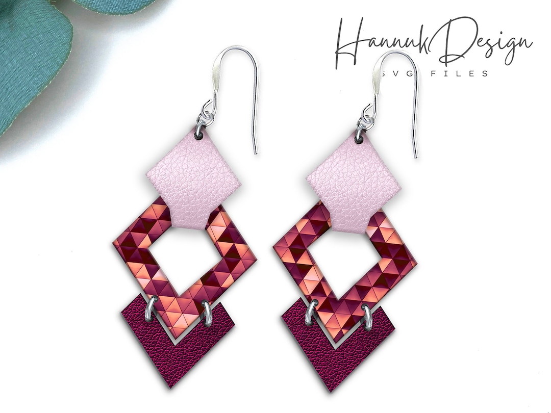 Three-part Pendant Diamond Earring Svg Shapes for Cricut, 70s