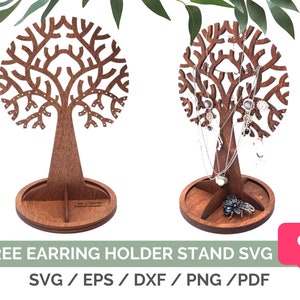 Geometrische Boom Earring Display Stand SVG, Earring Stand SVG, Glowforge Earring Display SVG, Earring Houder Laser Bestandssjabloon