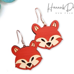 Cute Bear Wood Earring Svg Laser Cut File Digital Download