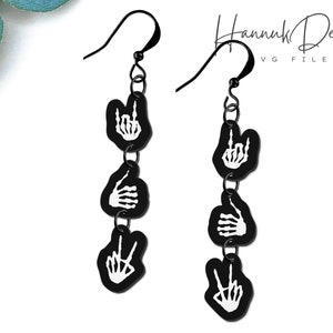 Skeleton Hand Gestures Wood Earring Svg Laser Cut File Digital Download
