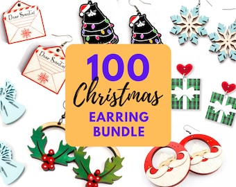 100+ Christmas Earring Bundle SVG Laser Cut Files Digital Download