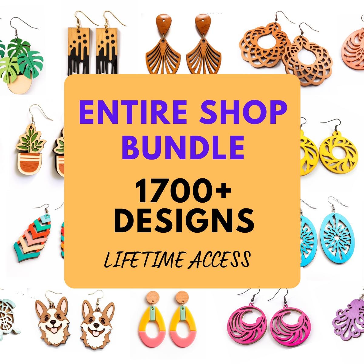 1700+ Earring SVG Laser Cut File Bundle, Boho, Geometric, Animal, Halloween, Floral Designs, Lifetime Access, Comercial License DIGITAL