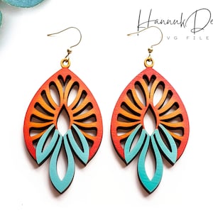 Archivo SVG de corte láser para aretes de flores tiernas, plantilla SVG de aretes de madera, descarga digital, aretes cortados con láser, aretes vintage Glowforge
