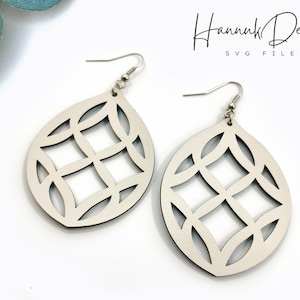 Elegant Diamond With Interweaved Lines Wood Earring Svg Laser Cut File ...