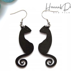 Cat Silhouette Earring Svg Laser gesneden bestand voor Glowforge, Wood Earring Svg, Acryl Oorbellen svg, Leather Earring Svg, Instant Download
