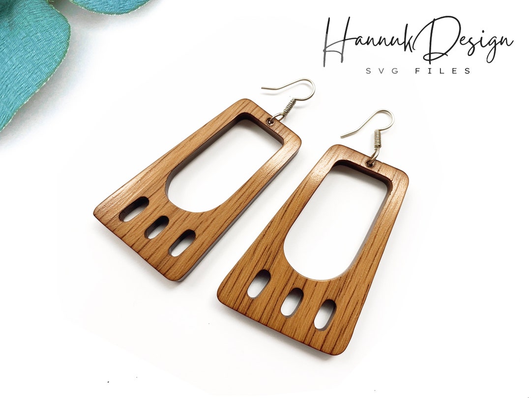 A Downwardexpanding Rectangle With Rounded Hole Wood Earring Etsy
