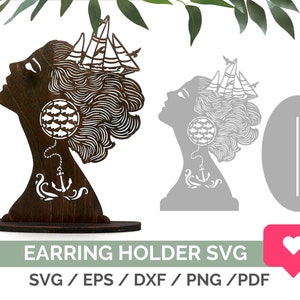 Retro Frau Ohrring Display Ständer SVG, Ohrring Ständer SVG, Glowforge Ohrring Display SVG, Ohrring Display Datei mit Lineal, Ohrring Halter SVG