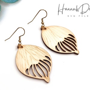 Cute Tulip Bud Boho Flower Wood Earring Svg laser Cut File for Glowforge Digital Download