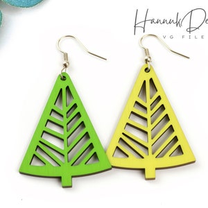 Geometric Christmas Tree Earrings SVG Laser Cut File: Xmas Wood Template (Digital Download)