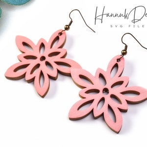 Cute Flower Earring SVG Laser Cut File, Floral Wood Earrings Template SVG Digital Download, Summer Earrings SVG, Glowforge Earrings