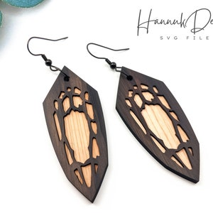 Dracula&#39;s Coffin Lid Wood Earring Svg Laser Cut File Digital Download