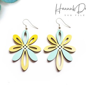 Spring Daisy Flower Flower Wood Earring Svg Laser Cut File Digital Download