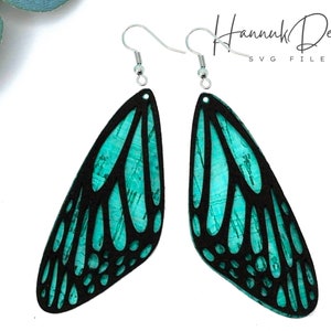 Leder Libelle Flügel Ohrring svg, Boho Schmetterling Silhouette Ohrring svg, Ohrring Template Cut File für Glowforge, Cricut Instant Download