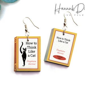Cat Book Earring SVG Laser Cut File, Wood Earrings Template SVG Digital Download, How to Think Like a Cat Earrings, Cricut Earrings SVG