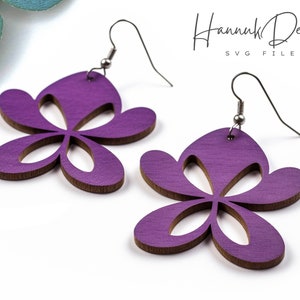 5 Petals Flower Wooden Earring Svg Laser Cut File for Glowforge Digital Instant Download