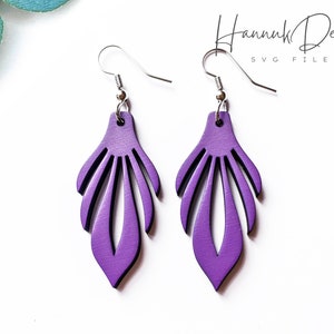 Elegant Tulip Bud Wood Earring Svg Laser Cut File Digital Download