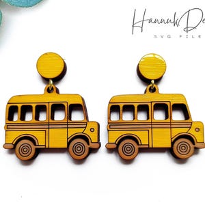 School Bus Earring SVG Laser Cut File Funny First Day Teacher Gift Digital Download