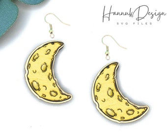 Moon Engraving Earring Svg Laser Cut file for Glowforge, Wood earring svg, Acrylic Earrings svg Instant Download