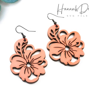 Hibiscus Hawaii Flower Earring Svg Laser Cut File Digital Download