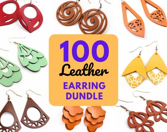 100 Faux Leaher Earring Svg Bundle Part 1, Amazing Set of Leather Earring Svg Files for Cricut Digital Download
