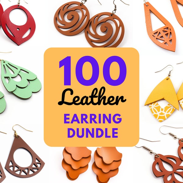 Lot de 100 boucles d'oreilles en similicuir, partie 1, magnifique ensemble de fichiers Svg de boucles d'oreilles en cuir pour téléchargement numérique Cricut