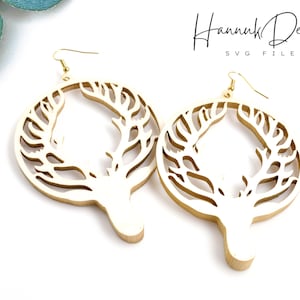 Christmas Winter Deer Wood Earring Svg Laser Cut File Digital Download