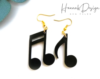 Music Note Wood Earring SVG Laser Cut File, Music Earrings Template SVG Digital Download, Glowforge Earrings, Music Lover Gift Earrings SVG