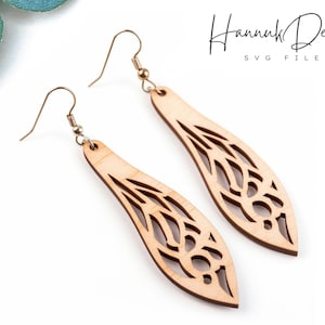 Butterfly Wing Wood Earring Svg Laser Cut File for Glowforge, Boho Dragonfly Wings Earrings Template Svg Digital Download