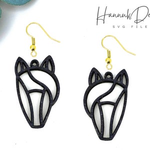 Horse Head Earring Svg Laser cut file for Glowforge, Wood earring svg, Acrylic Geometric Earrings Svg, Template Svg, Instant Download