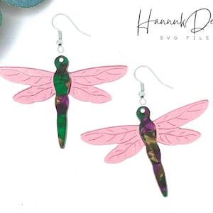 Dragonfly Silhouette Earring Svg Laser Cut File, Insect Wood Earrings Template SVG Digital Download, Laser Cut Dragonfly Earrings Glowforge