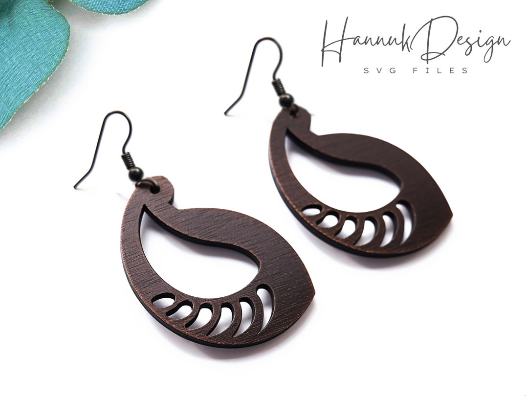 Abstract Harp Wood Earring Svg Laser Cut File Digital Download Etsy