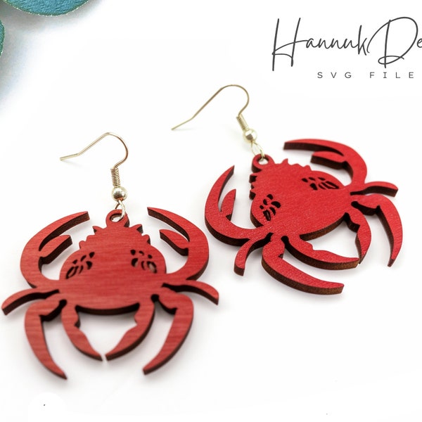 Marine Crab Cancer Wood Earring Svg Laser Cut File, Cute Summer Vacation Sea Ocean Animal Earring Svg Template Digital Download