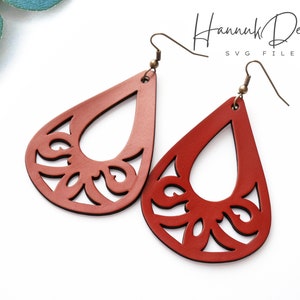 Forma a goccia con modello Svg per orecchini in pelle con foro a goccia per Cricut, orecchini in ecopelle Svg Download istantaneo