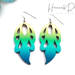 Ornate Tulip Bud Wood Earring Svg Laser Cut File Digital Download