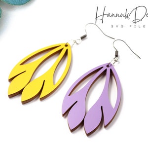 Cute Little Violet Wood Earring Svg Laser Cut File Digital Download