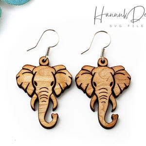 Testa di elefante animale africano legno orecchino SVG Laser Cut File Download digitale