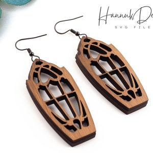 Dracula&#39;s Coffin Wood Earring Svg Laser Cut File Digital Download