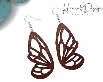 Butterfly Wing Earring Svg Laser Cut File, Wood Earrings Template SVG Digital Download, Laser Cut Earrings SVG, Butterfly Earrings Glowforge