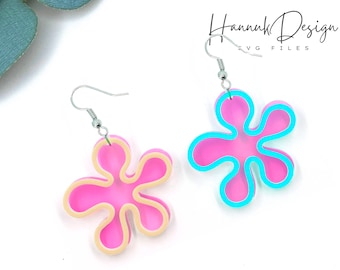Cute Abstract Flower Earring Svg Laser Cut File For Glowforge, Acrylic Earring Template Svg, Wood Earrings Svg, Instant Download