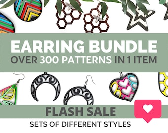 300+ Designs Earring Bundle Svg Laser Cut File for Glowforge, Wood Earring svg, Acrylic Earrings Svg Instant Download