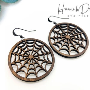 Spiderweb Earring Svg Laser Cut File, Halloween Earrings Template SVG Digital Download, Laser Cut Earrings SVG, Spooky Earrings Glowforge