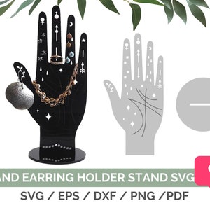 Mystical Hand Earring Display Stand SVG, Earring Stand SVG, Glowforge Earring Display SVG, Earring Holder Laser File
