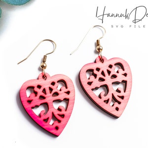 Cross Made of Hearts Wood Earring Svg Laser Cut File Digital Download