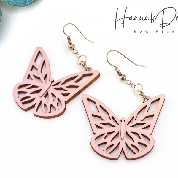 Romantic Butterfly Silhouette Wood Earring Svg Laser Cut File for Glowforge Digital Dowload