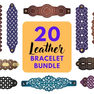20 Leather Bracelet Template Svg Bundle for Cricut and Laser Cutting, Boho, Ornate, Geomatric Patterns Digital Download